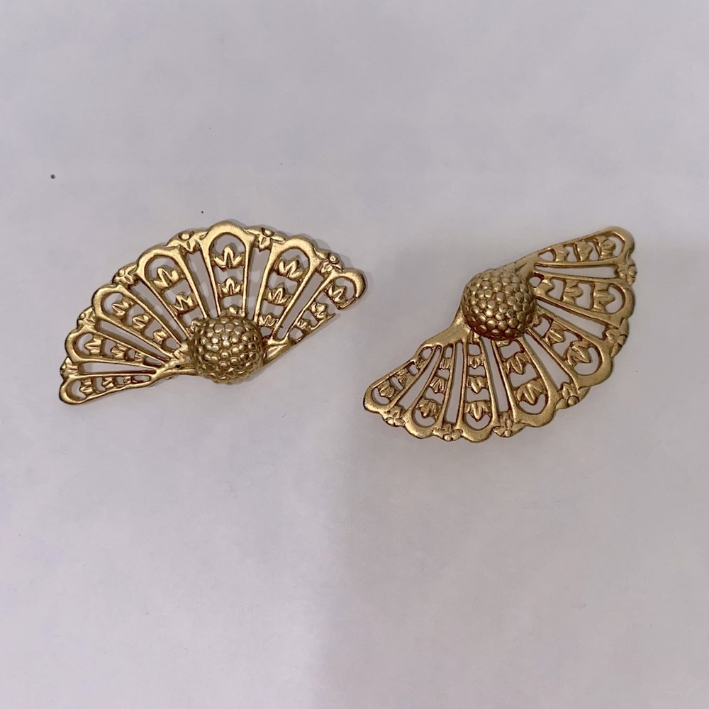 *3 for $12* Vintage Brass Fan Earrings